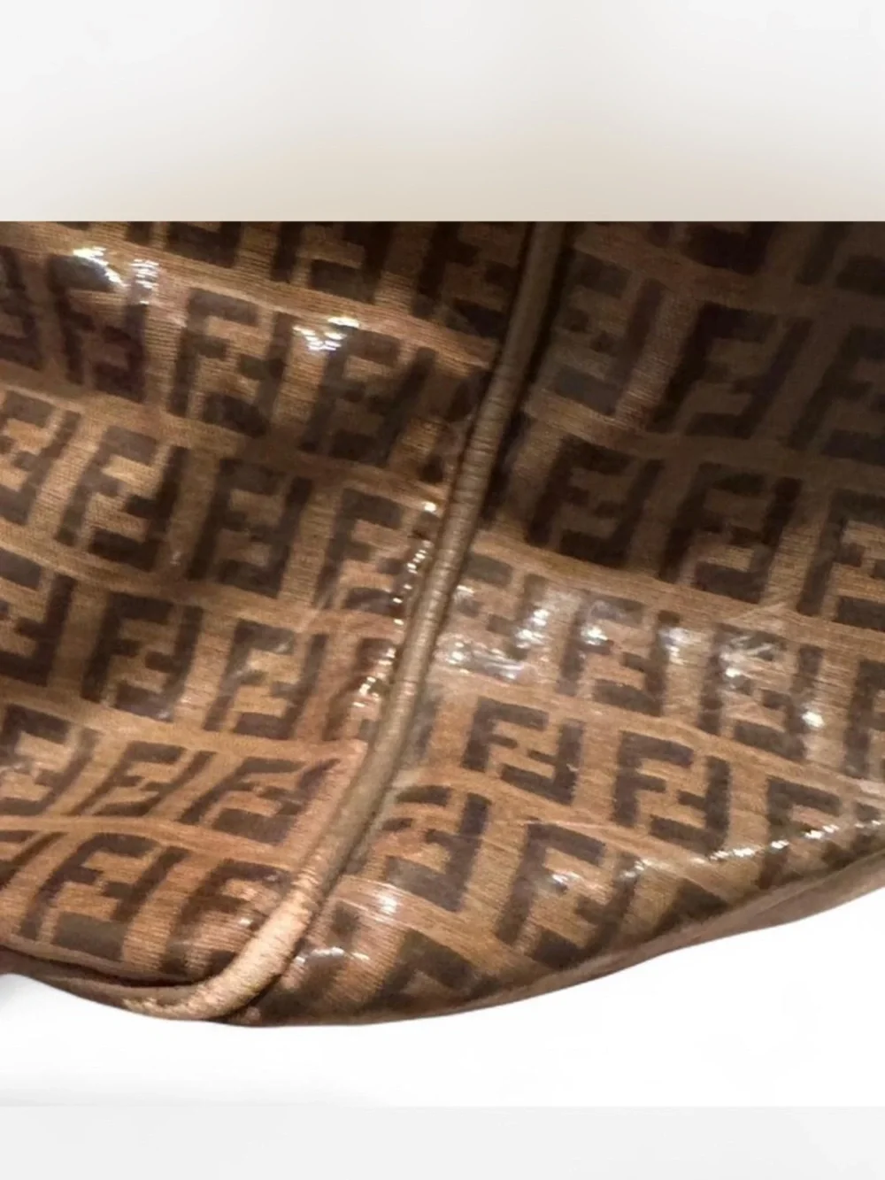 Fendi Monogram Coated Canvas Satchel in Brown and Tan - Picture 4 of 5
